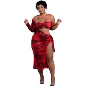Red/Black Skirt Set